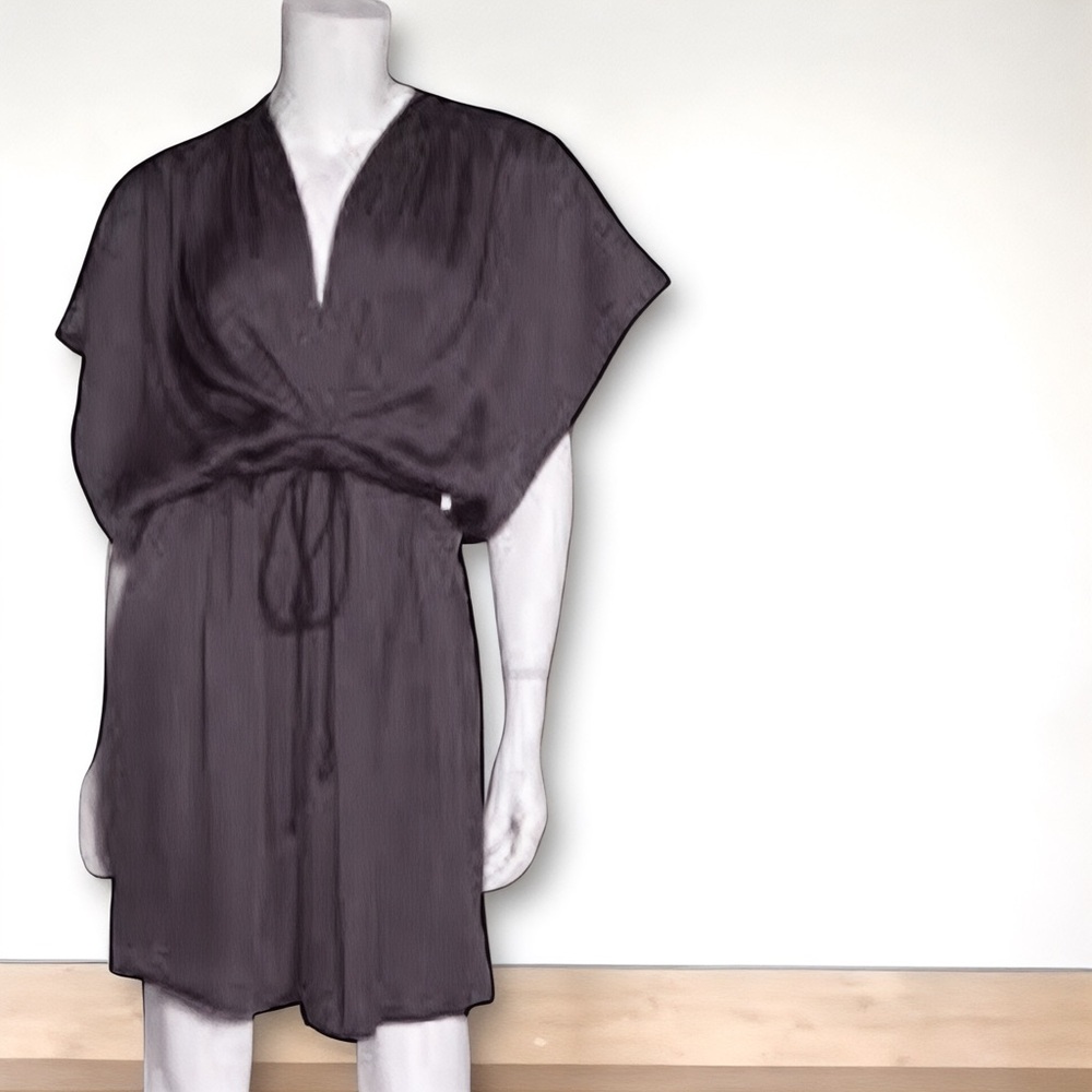 Robert Rodriguez Satin Kimono Dress Gray Rope Tie‎ Kaftan Sz 6 - Picture 5 of 5